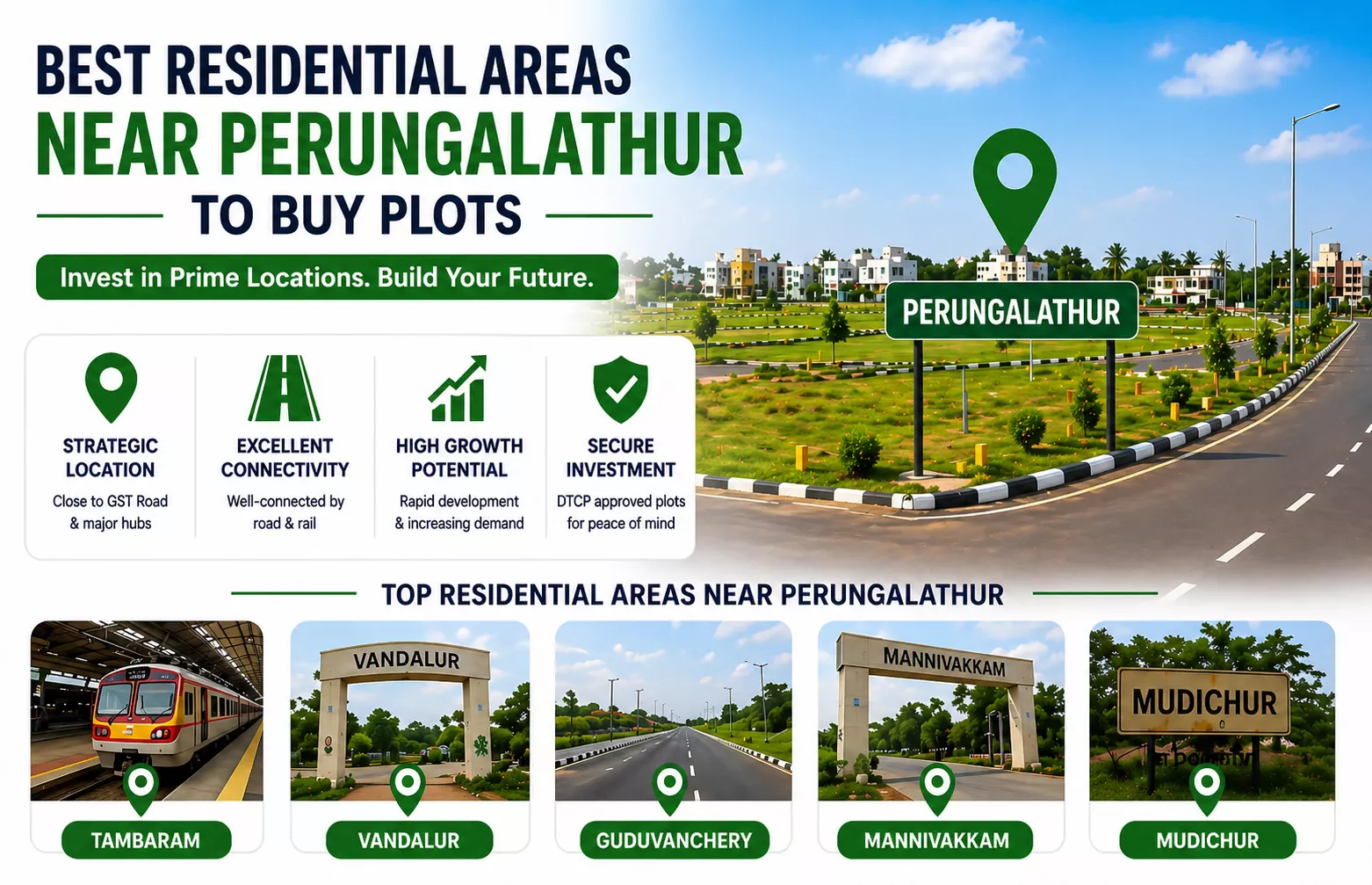 Best Residential Areas Near Perungalathur to Buy Plots
