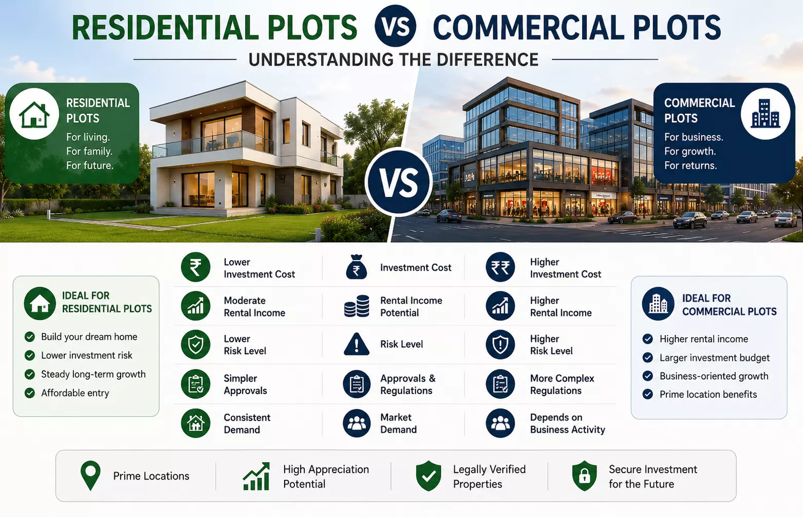Residential Plots vs Commercial Plots: Understanding the Difference
