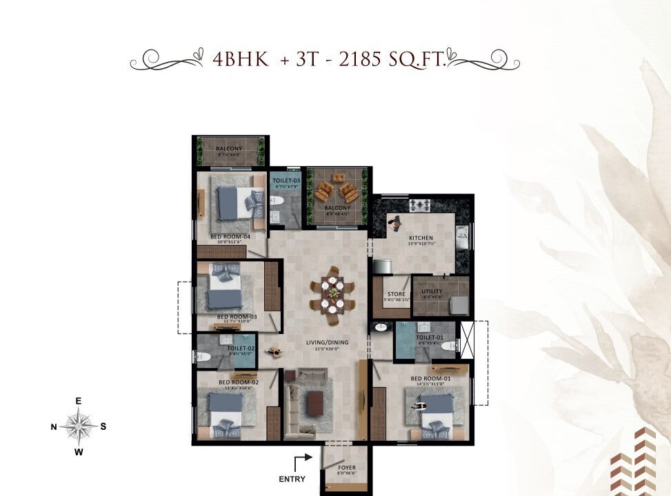 2185- 4 bhk